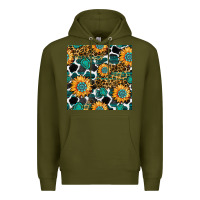 Army Green gemstone sunflower leopard seamless pattern Premium Hoodie - BundleAndBundleShop