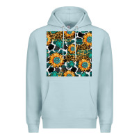 Blue Mist gemstone sunflower leopard seamless pattern Premium Hoodie - BundleAndBundleShop