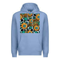 Colony Blue gemstone sunflower leopard seamless pattern Premium Hoodie - BundleAndBundleShop