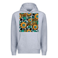 Heather Grey gemstone sunflower leopard seamless pattern Premium Hoodie - BundleAndBundleShop