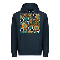 Navy gemstone sunflower leopard seamless pattern Premium Hoodie - BundleAndBundleShop