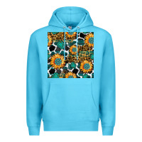 Ocean Blue gemstone sunflower leopard seamless pattern Premium Hoodie - BundleAndBundleShop