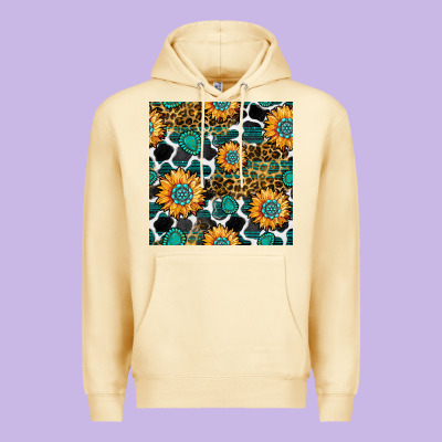 Gemstone Sunflower Leopard Seamless Pattern Premium Hoodie Designed By Bundleandbundleshop