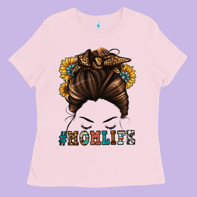 Mom Life Messy Bun Ladies Tee Designed By Jasminsmagicworld