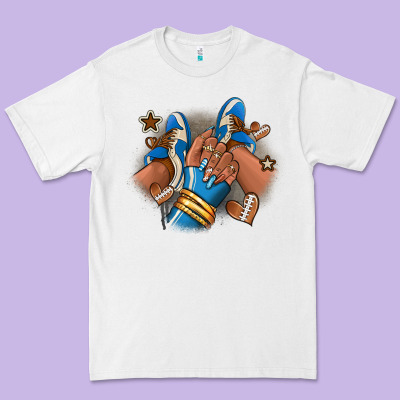 Football Afro Girl Sneakers Premium Tee Designed By Ranaportraitstore