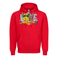 Red Love Summer Zipper Hoodie - CowhideDigitalArt