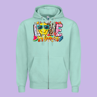 Love Summer Zipper Hoodie Designed By Cowhidedigitalart