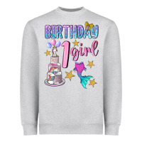 Heather Grey birthday girl 1 Heavyweight Sweatshirt - BundleAndBundleShop