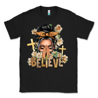 Black Gray Hair Believe Praying Caucasian Messy Bun Classic Tee - texasbilliewilder