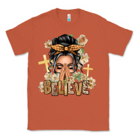 Copper Gray Hair Believe Praying Caucasian Messy Bun Classic Tee - texasbilliewilder