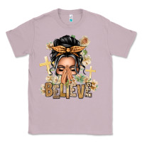 Lilac Gray Hair Believe Praying Caucasian Messy Bun Classic Tee - texasbilliewilder
