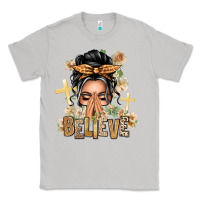 Moon Dust Gray Hair Believe Praying Caucasian Messy Bun Classic Tee - texasbilliewilder
