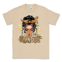 Mushroom Gray Hair Believe Praying Caucasian Messy Bun Classic Tee - texasbilliewilder