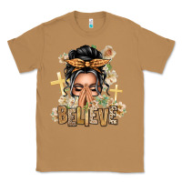 Toasted Coconut Gray Hair Believe Praying Caucasian Messy Bun Classic Tee - texasbilliewilder