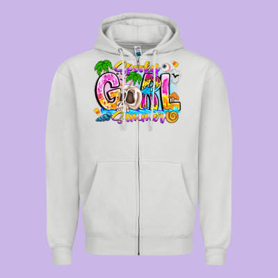 Spooky Girl Summer Zipper Hoodie Designed By Cowhidedigitalart