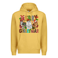 Antique Gold Merry christmas cats Premium Hoodie - FaDigitalArtStudio