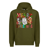 Army Green Merry christmas cats Premium Hoodie - FaDigitalArtStudio