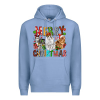 Colony Blue Merry christmas cats Premium Hoodie - FaDigitalArtStudio
