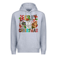 Heather Grey Merry christmas cats Premium Hoodie - FaDigitalArtStudio