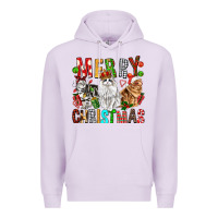 Lilac Merry christmas cats Premium Hoodie - FaDigitalArtStudio