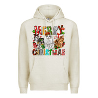 Oatmeal Heather Merry christmas cats Premium Hoodie - FaDigitalArtStudio
