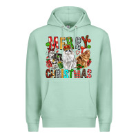 Seafoam Merry christmas cats Premium Hoodie - FaDigitalArtStudio