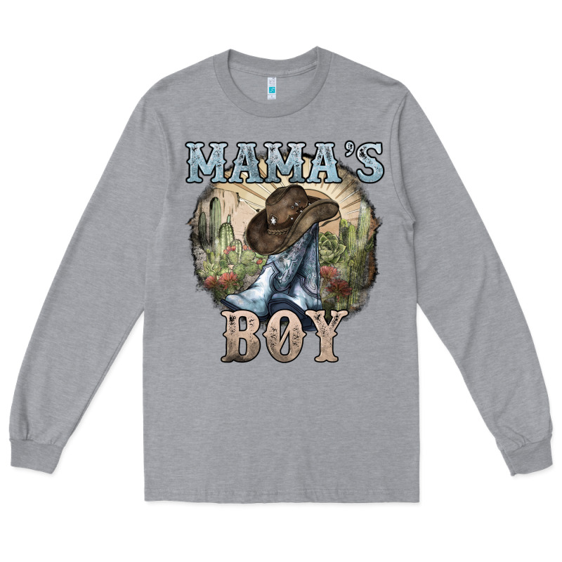 Mama's Boy Western Cowboy Boots Cactus Long Sleeve Tee by HowdyJamesFarm | Teevron