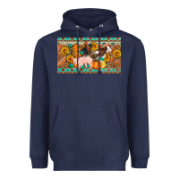 Navy Fall farm animals cow pig rooster Heavyweight Hoodie - Artiststas