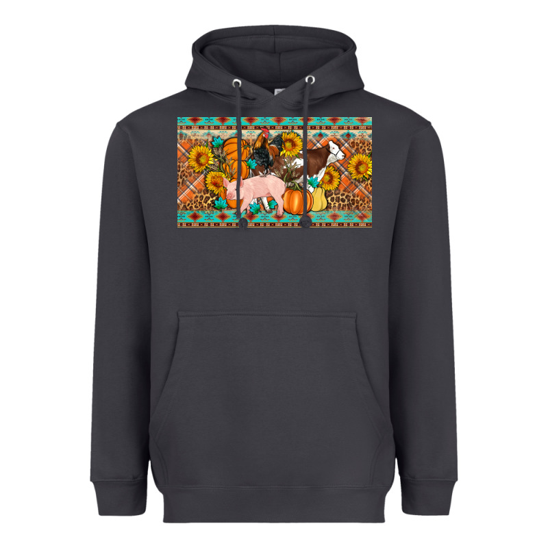 Fall Farm Animals Cow Pig Rooster Heavyweight Hoodie by Artiststas | Teevron