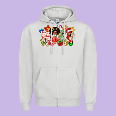 Noel Afro Girl Baby Zipper Hoodie Designed By Cowhidedigitalart