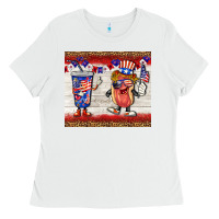 White usa hot dog coca tumbler Ladies Tee - BarkalooDesign