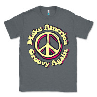 Charcoal Heather Make America Groovy Again Peace Sign 70S Retro Classic Tee - lanVoArt