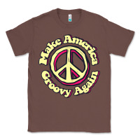 Chestnut Make America Groovy Again Peace Sign 70S Retro Classic Tee - lanVoArt