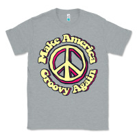 Heather Grey Make America Groovy Again Peace Sign 70S Retro Classic Tee - lanVoArt