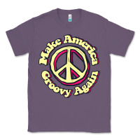 Lavender Make America Groovy Again Peace Sign 70S Retro Classic Tee - lanVoArt