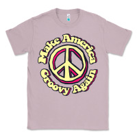 Lilac Make America Groovy Again Peace Sign 70S Retro Classic Tee - lanVoArt
