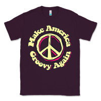 Plum Make America Groovy Again Peace Sign 70S Retro Classic Tee - lanVoArt