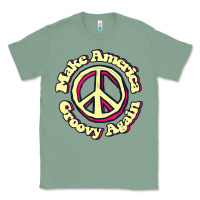 Sage Make America Groovy Again Peace Sign 70S Retro Classic Tee - lanVoArt