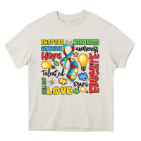 Cream name puzzle ribbon of inspiration Heavy Core Tee - LillyAllenDesigns