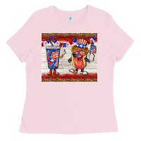 Bubblegum Pink usa hot dog coca tumbler Ladies Tee - BarkalooDesign