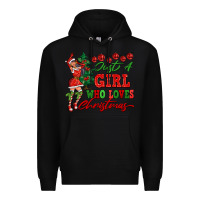 Black Just A Girl Who Loves Christmas Premium Hoodie - FaDigitalArtStudio