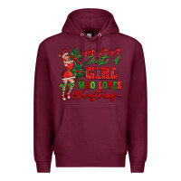 Burgundy Just A Girl Who Loves Christmas Premium Hoodie - FaDigitalArtStudio