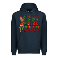 Navy Just A Girl Who Loves Christmas Premium Hoodie - FaDigitalArtStudio