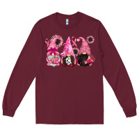 Burgundy breast cancer gnomes Long Sleeve Tee - CowGirlArtShop