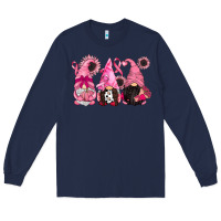 Navy breast cancer gnomes Long Sleeve Tee - CowGirlArtShop