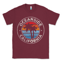 Burgundy Oceanside California Ca Vintage Retro 70S Classic Tee - lanVoArt