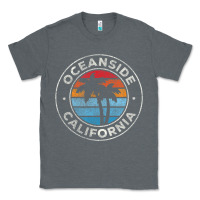 Charcoal Heather Oceanside California Ca Vintage Retro 70S Classic Tee - lanVoArt