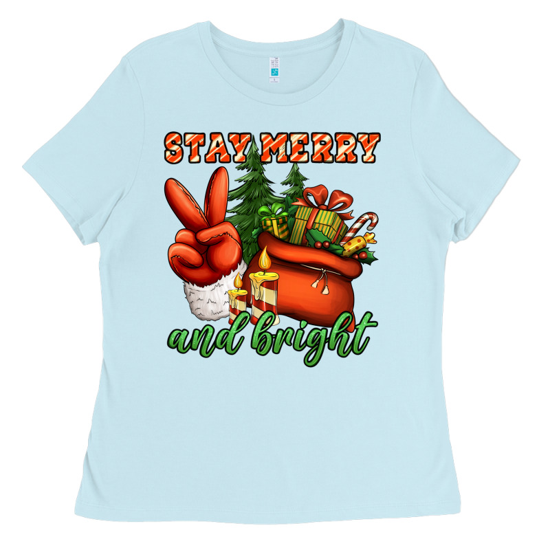 Stay Merry And Bright Peace Hand Ladies Tee by Jasminsmagicworld | Teevron