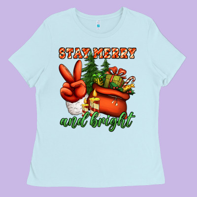 Stay Merry And Bright Peace Hand Ladies Tee Designed By Jasminsmagicworld