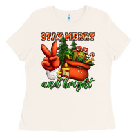 Bone stay merry and bright peace hand Ladies Tee - Jasminsmagicworld